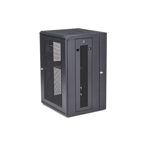 StarTech 18U Wall Mount Server Rack - up to 51cm deep - Hinged Chassis - Nätverksskåp - Server Cabinet - Rack Enclosure Cabinet - Wall Mountable - Black - 18U - RK1820WALHM