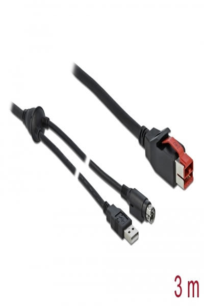 Câble Delock PoweredUSB - USB PlusPower (24 V) (M) vers USB, Power mini-DIN (M)