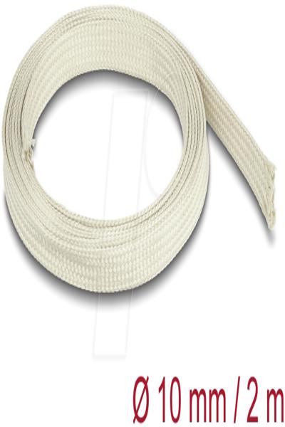 Delock Braided Sleeve made of nomex fibers 2 m x 10 mm white - Cable sleeve - White - 20893