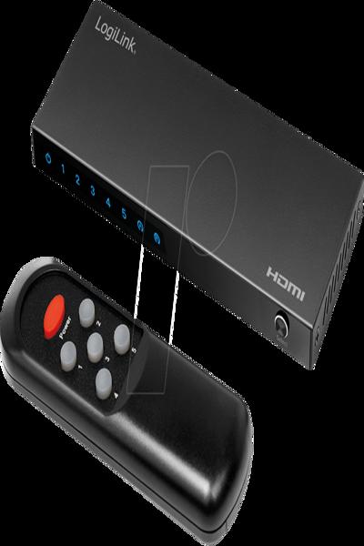 Commutateur HDMI LogiLink 5x1 4K/60 Hz HDCP HDR CEC RC - HD0060