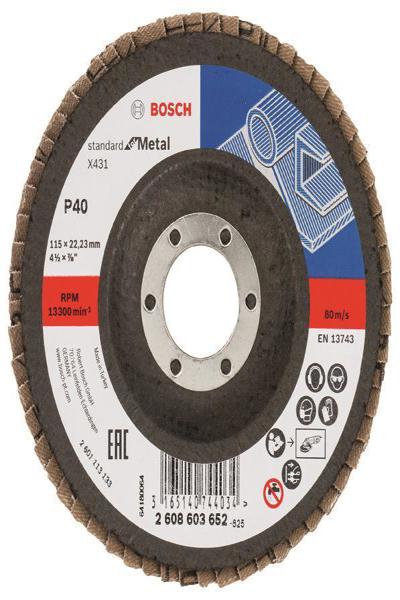 Bosch 2608603652 X431 FÃƒÂ¤cherschleifscheibe Durchmesser 115 mm Bohrungs-O 22.33 Stahl 1