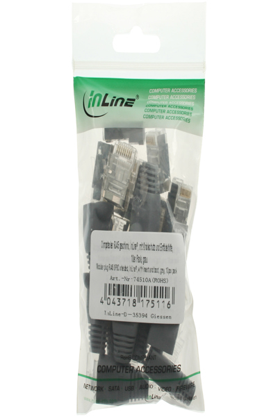 Connecteur à sertir en ligne RJ45 8P8C blindé avec enfileur et protection anti-pliage - gris