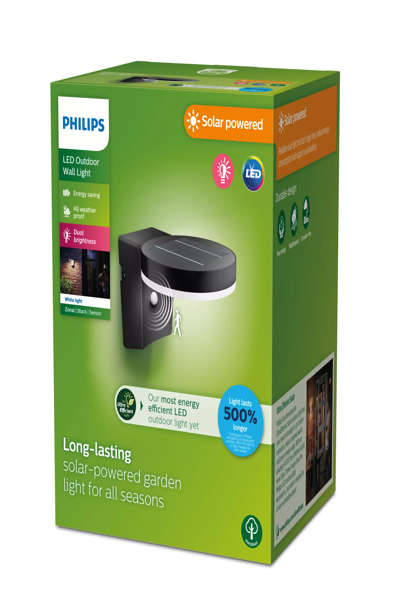 Philips Zonal Wall Light 1W - Outdoor wall lighting - Black - Plastic - IP44 - Facade - Garden - Patio - III