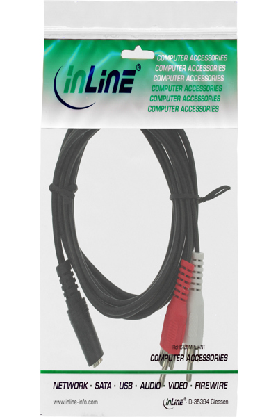 Câble audio en ligne 2x RCA mâle / 3,5 mm stéréo femelle 0,2 m