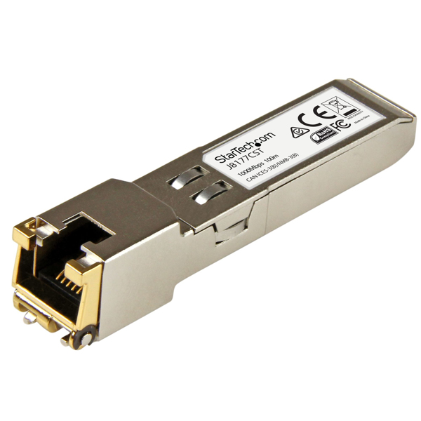 StarTech Gigabit RJ45 Copper SFP Transceiver Module - HP J8177C Compatible - SFP (Mini-GBIC) -Transceiver module (equivalent to: HP J8177C) - Gigabit Ethernet - 1000Base-T - RJ-45 / SFP (mini-GBIC) - up to 100 m - for HPE 1810, 1910, 20p 10/100/1000, 2530, 2610, - J8177CST