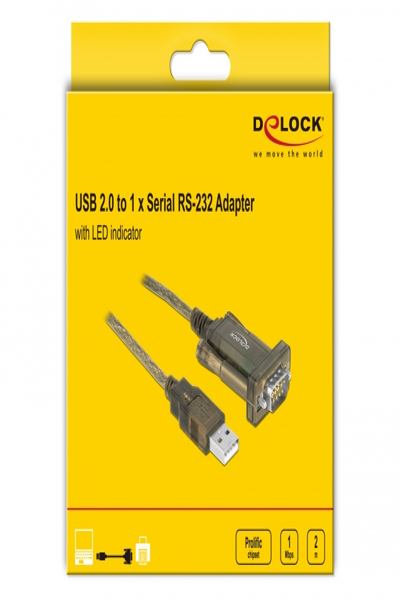 Delock-adapter USB 2.0 Typ-A > 1 x Seriell DB9 RS-232 - 64073