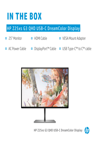 HP Z25xs G3 QHD USB-C DreamColor Display: 25-inch, 2560x1440 - 1A9C9AA#UUZ