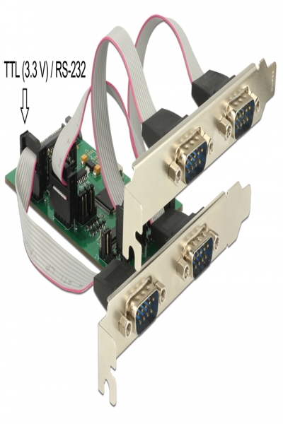 Delock PCI Express Card > 3 x Serial RS-232 + 1 x TTL 3.3 V / RS-232 with Voltage Supply - 62922