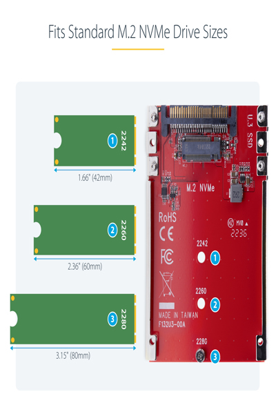 StarTech.com M.2 to U.3 Adapter, For M.2 NVMe SSDs, PCIe M.2 Drive to 2.5inch U.3 (SFF-TA-1001) Host Adapter/Converter, TAA Compliant - 1M25-U3-M2-ADAPTER