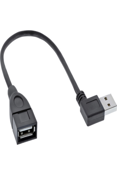 Câble intelligent USB 2.0 InLine coudé + réversible Type A mâle / femelle noir 0,2 m
