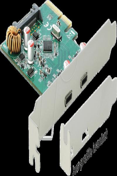 Delock PCI Express x4 Card to 2 x external SuperSpeed USB 10 Gbps (USB 3.1 Gen 2) USB Type-C female - 90397
