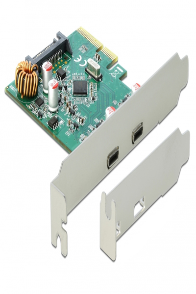 Delock PCI Express x4 Card to 2 x external SuperSpeed USB 10 Gbps (USB 3.1 Gen 2) USB Type-C female - 90397
