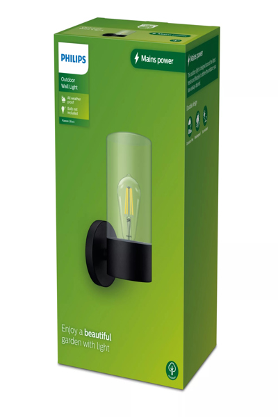 Philips Flareon Wandleuchte rund max. 25W exkl. LM schwarz
