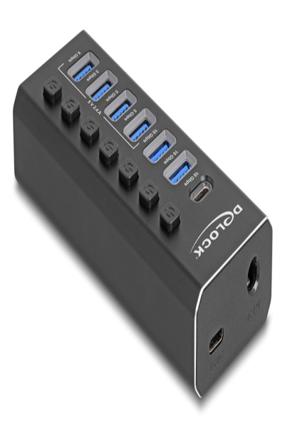 Hub USB Delock avec 10 Gbps et 4 ports de charge rapide 5