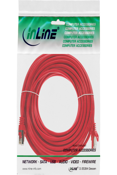 Câble de raccordement en ligne SF/UTP Cat.5e rouge 50 m