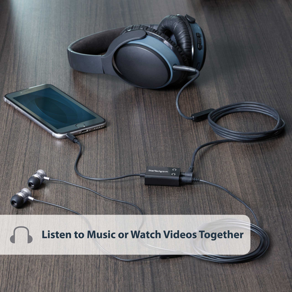 StarTech.com Black Slim Mini Jack Headphone Splitter Cable Adapter - 3.5mm Audio Mini Stereo Y Splitter - 3.5mm Male to 2x 3.5mm Female (MUY1MFFADP) - Kopfhörer-Splitter - 15.23 cm - MUY1MFFADP