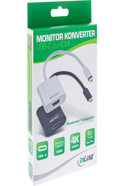 Convertisseur d'affichage USB InLine - USB-C mâle vers HDMI femelle (DP Alt Mode) - 4K/60 Hz