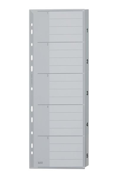 Esselte Leitz Kunststoff-Register Zahlen A4ÃƒÅ“berbreite 1-5 grau 5-teilig PP 0.12 mm