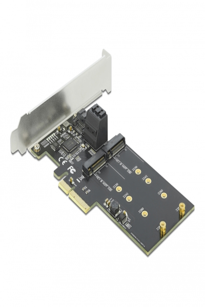 Delock 3-portars SATA och 2-platsers M.2 Key B PCI Express x4-kort - 90499