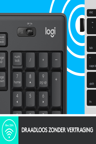 Logitech MK295 Silent Wireless Combo - Full-size (100%) - Wireless - RF Wireless - AZERTY - Graphite - Mouse included - 920-009803