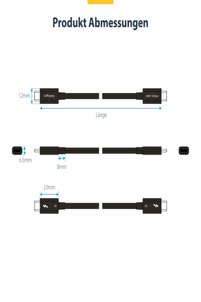 StarTech.com 60 cm Thunderbolt 5-certifierad kabel - TBLT5MM80CM240W