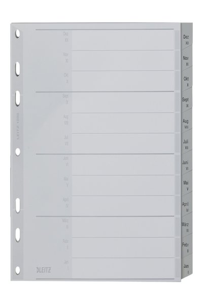 Esselte Leitz Register Dez-Jan. A4 18cm PP 12Bl gr - A4