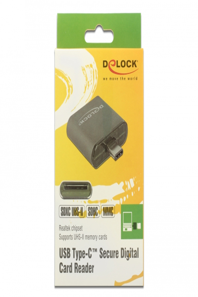 Delock USB Typ-C SDHC / SDXC UHS-II / MMC Kortläsare med en kortplats - 91498