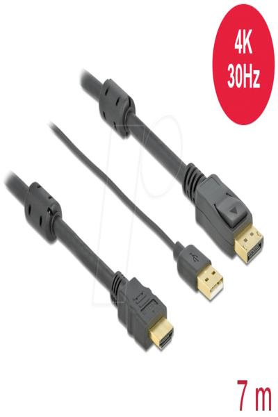 Delock Video-/ljudkabel - HDMI, USB (endast ström) hane till DisplayPort hane - 85967