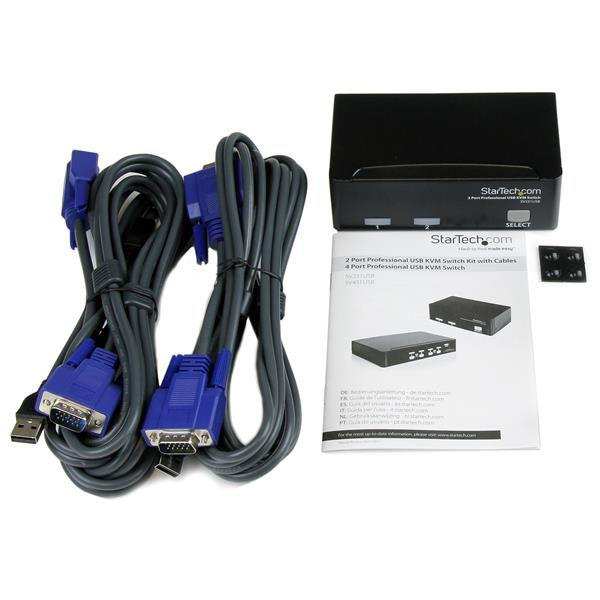 StarTech 2 Port Professional USB KVM Switch Kit with Cables - 1920 x 1440 pixels - 10 W - Black - SV231USBGB