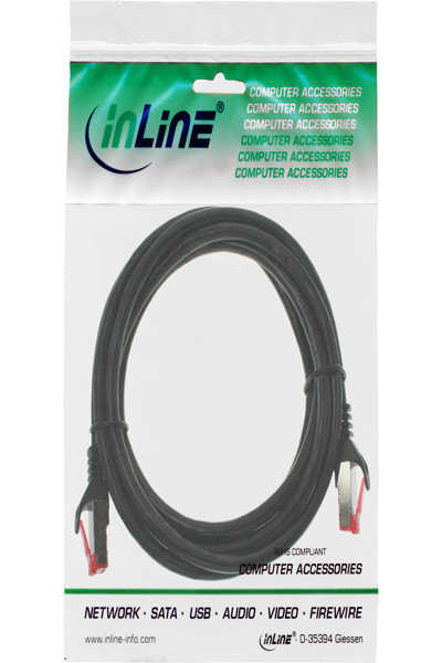 Câble de raccordement en ligne S/FTP PiMF Cat.6 250 MHz PVC CCA noir 1,5 m
