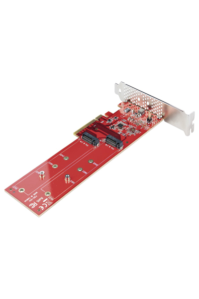 StarTech.com Dubbelt M.2 PCIe SSD-adapterkort, x8/x16 Dubbel NVMe eller AHCI M.2 SSD till PCI Express 4.0, Upp till 7,8 GBps/enhet, För 2242/2260/2280/22110 mm PCIe M-Key M2 SSD-diskar, Bifurcation krävs - DUAL-M2-PCIE-CARD-B