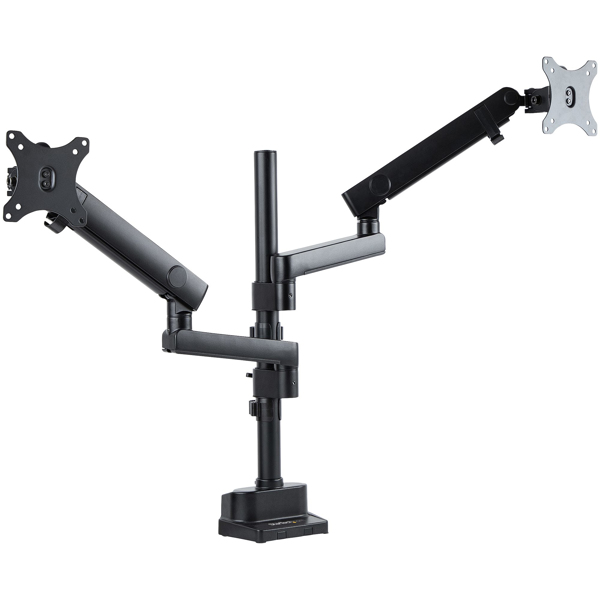Dual monitor holder for table mounting - Flexible monitor arm for 2x VESA monitors up to 81.28cm 32inch - height adjustable - ARMDUALPIVOT