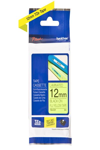 Brother TZe-C31 - Black on fluorescent yellow - TZEC31