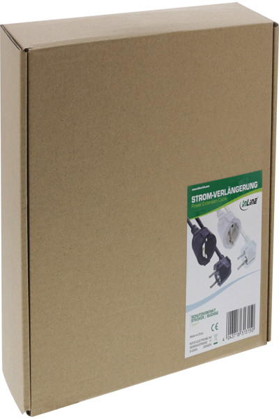 Câble d'extension d'alimentation InLine Type F coudé - noir - 20 m