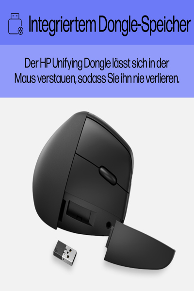 HP 920 Ergonomic Wireless Mouse: Right-hand, Vertical Design, 4000 DPI - 6H1A4AA