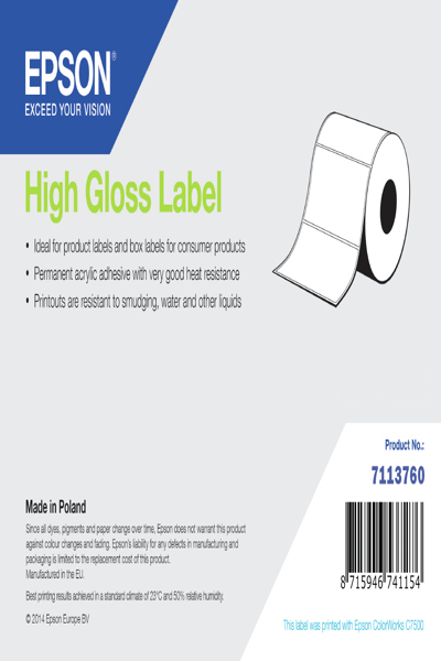 Rouleau d'étiquettes découpées Epson haute brillance 102 mm x 152 mm, 800 étiquettes