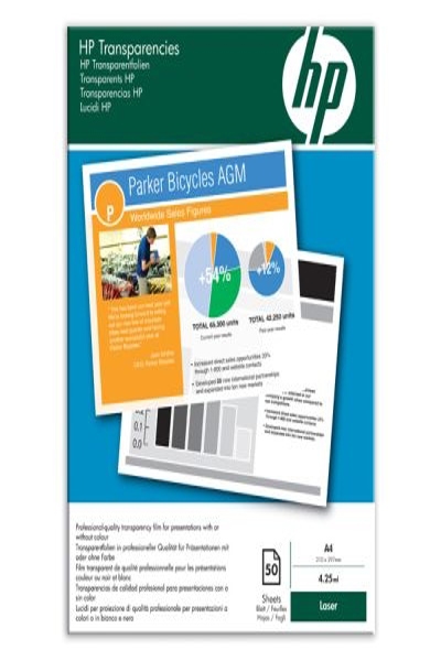 HP Color and Monochrome Laser Transparencies: 50 Sheets, A4 - C2936A