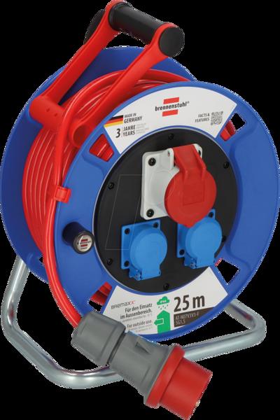 Brennenstuhl 1182770010, 25 m, Utomhus, IP44, Slitstark, Köldtålig, Oljetålig, UV-tålig, Plast, Svart, Blå, Grå, Röd - 1182770010