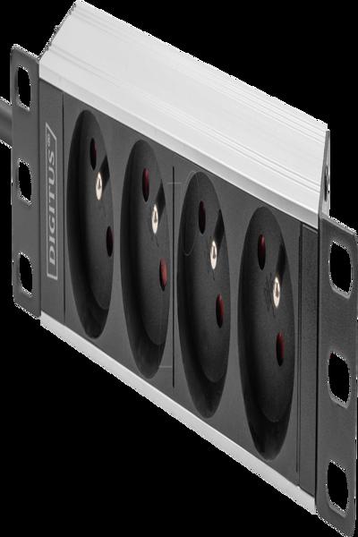 DIGITUS 10" honuttag med aluminiumprofil, 4-vägs CEE 7/5-uttag - DN-95418-FR