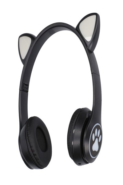 Casque audio sans fil noir avec oreilles de chat Extralink KIDS