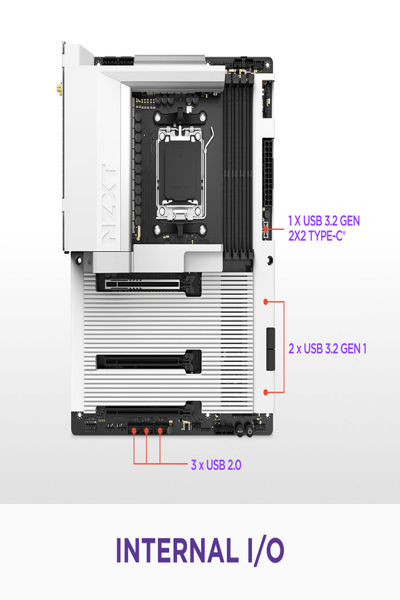 NZXT N7 B850 WIFI WHITE AM5 MOTHERBOARD - N7-B85XT-W1