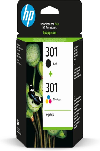 HP 301 Standard Yield Ink Cartridge: Black/Tri-color, 2 Pcs - N9J72AE#301
