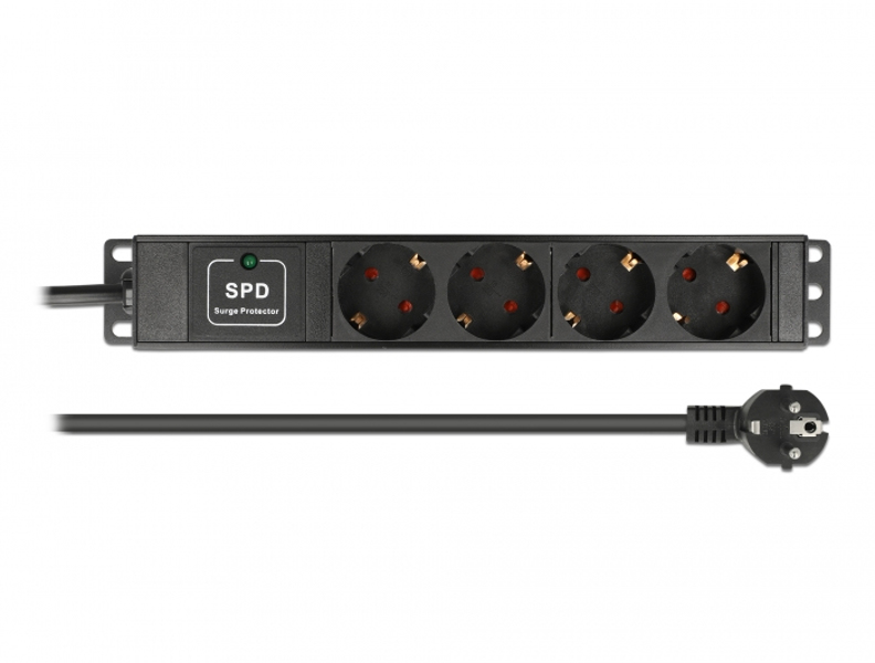 Delock power strip 4-way with overvoltage protection 1 U - 66818