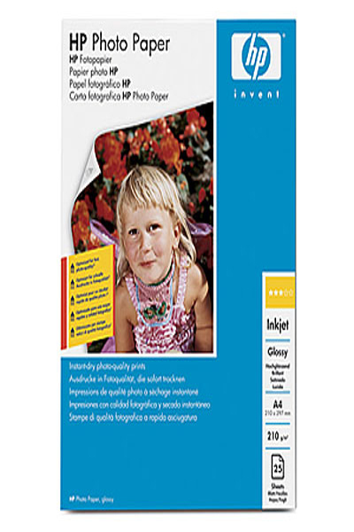 HP Glossy Photo Paper: 210 g/m², A4, 25 Sheets - Q5437A