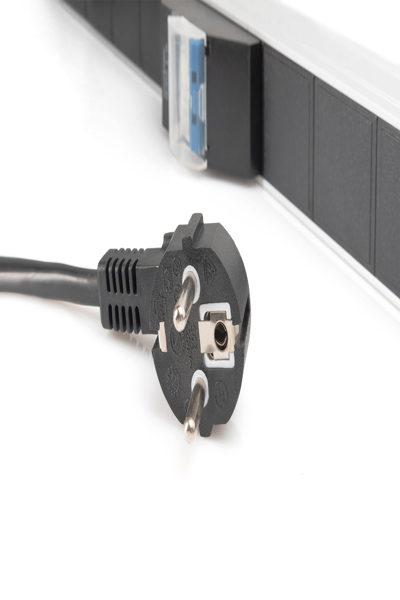 DIGITUS Power strip with aluminum profile and integrated circuit breaker, 18-way protective contact socket outlet - A-19-STRIP42-1