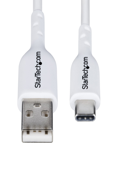 StarTech.com 2m vit USB-A till USB-C laddningskabel - USB2AC2MNCWHE