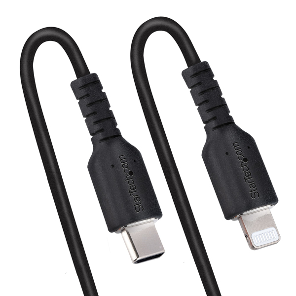 50cm USB C to Lightning cable spiral cable MFi-certified fast charging cable for iPhone/iPad black USB C 2.0 - RUSB2CLT50CMBC