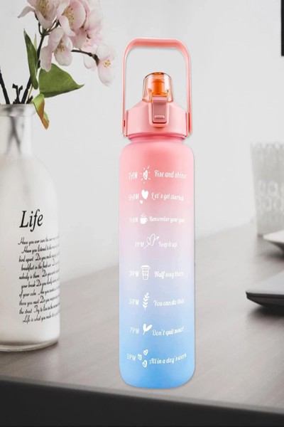 Extralink - Bouteille d'eau motivante verte et violette BUT-190 (2000 ml)