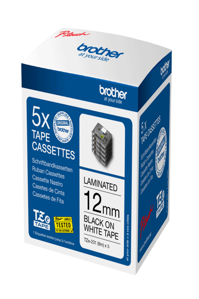 Brother TZe-231 - Adhesive - black on white - TZE231M5