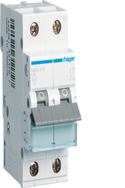 Disjoncteur Hager 1p+N B-16A 6kA MBN516